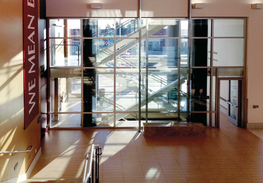 2 hour fire resistive stairwell with SuperLite II-XL 120 in GPX Architectural Series Framing